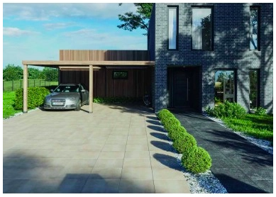 Płyta tarasowa 90x90 szara - przykład zastosowania na podjeździe przed domem klienta